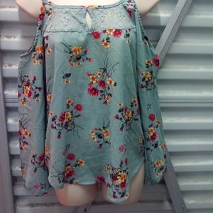 Floral cold shoulder top